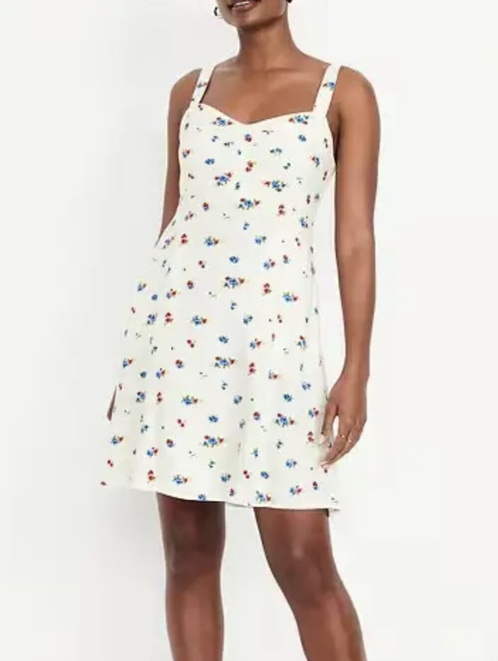 Old Navy White Floral Mini Dress Babydoll Flowers Sz M Summer Ruched